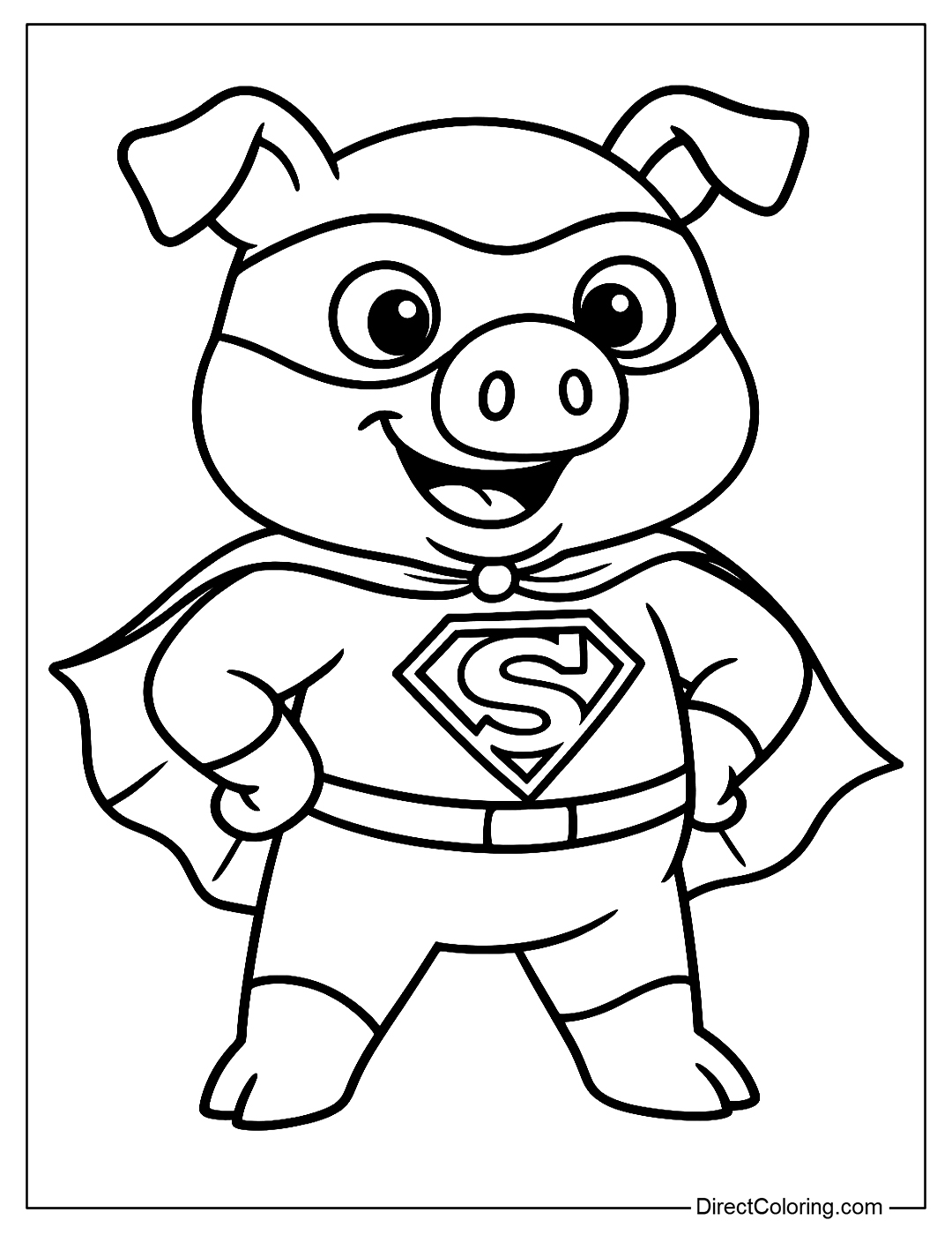 Superhero Pig Coloring Page